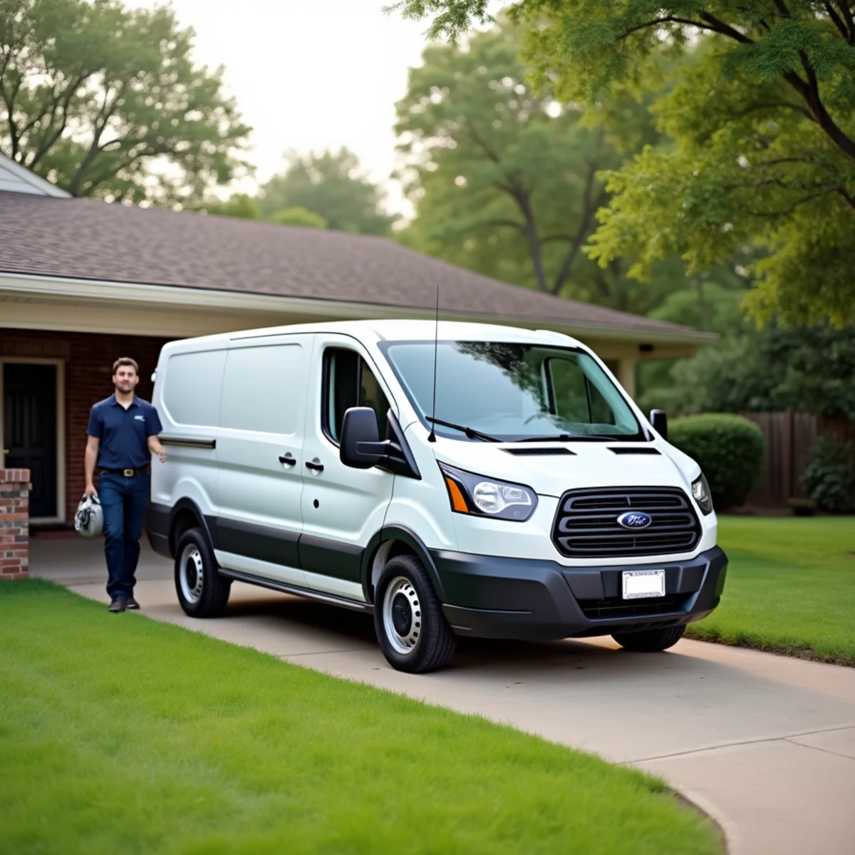 HVAC service van arriving at an Oklahoma City home